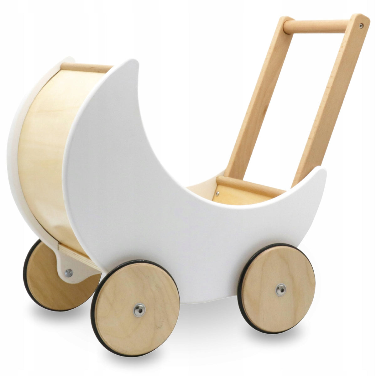 WOODEN DOLL STROLLER - PUSHER FOR CHILDREN - WHITE MAM167 Brand Mamabrum