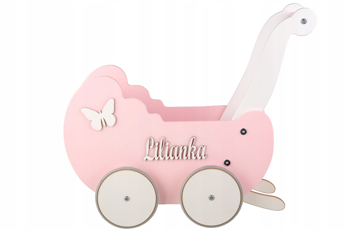WOODEN DOLL STROLLER WITH PUSHER PERSONALIZATION Brand Tomas