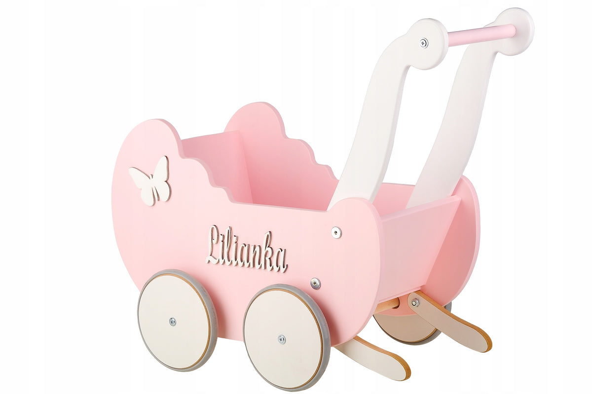 WOODEN DOLL STROLLER WITH PUSHER PERSONALIZATION
