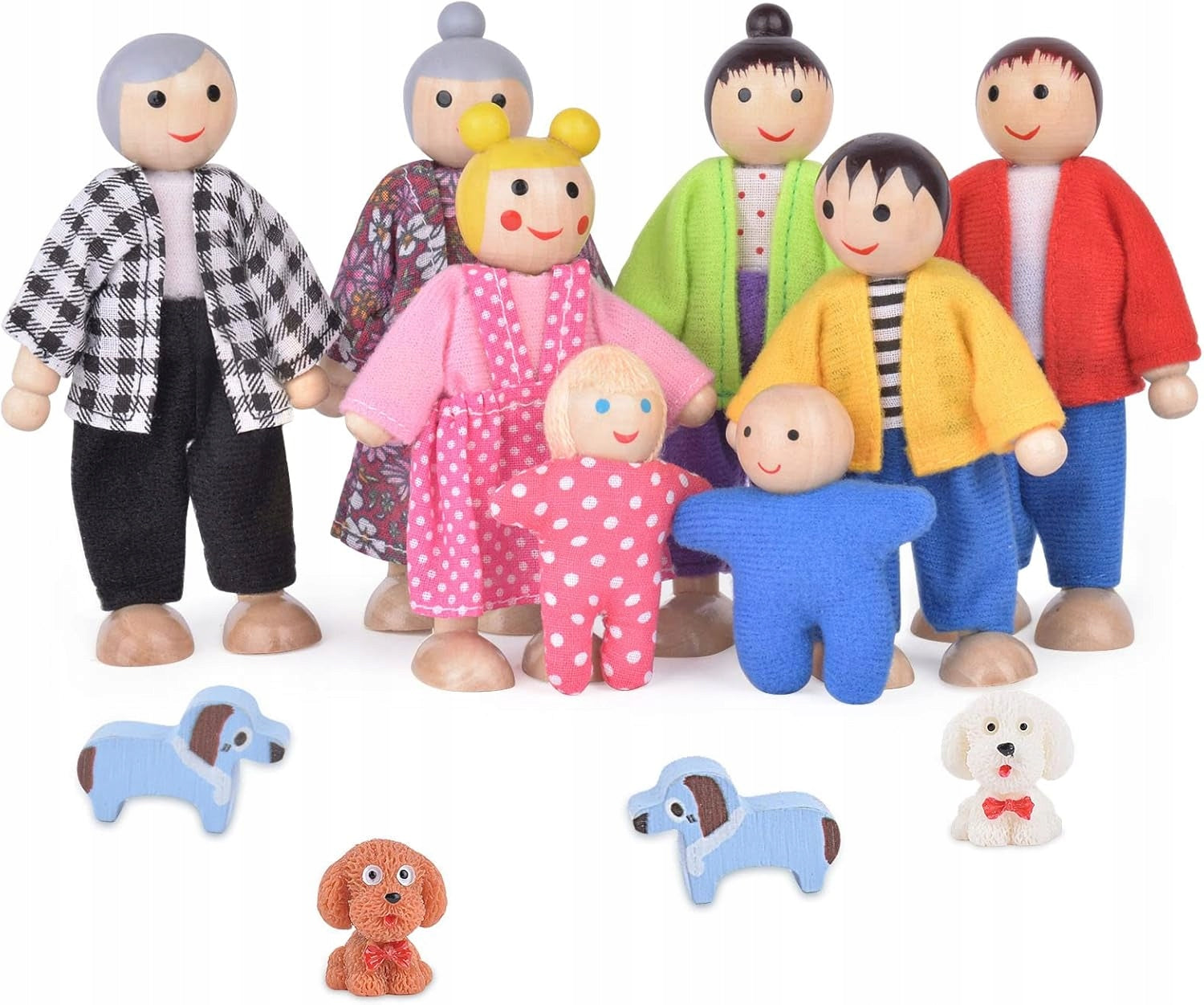 WOODEN DOLLS FAMILY SMALL DOLLS FOR COTTAGE SET OF 8 PIECES FOR CHILDREN EAN (GTIN) 1189818744