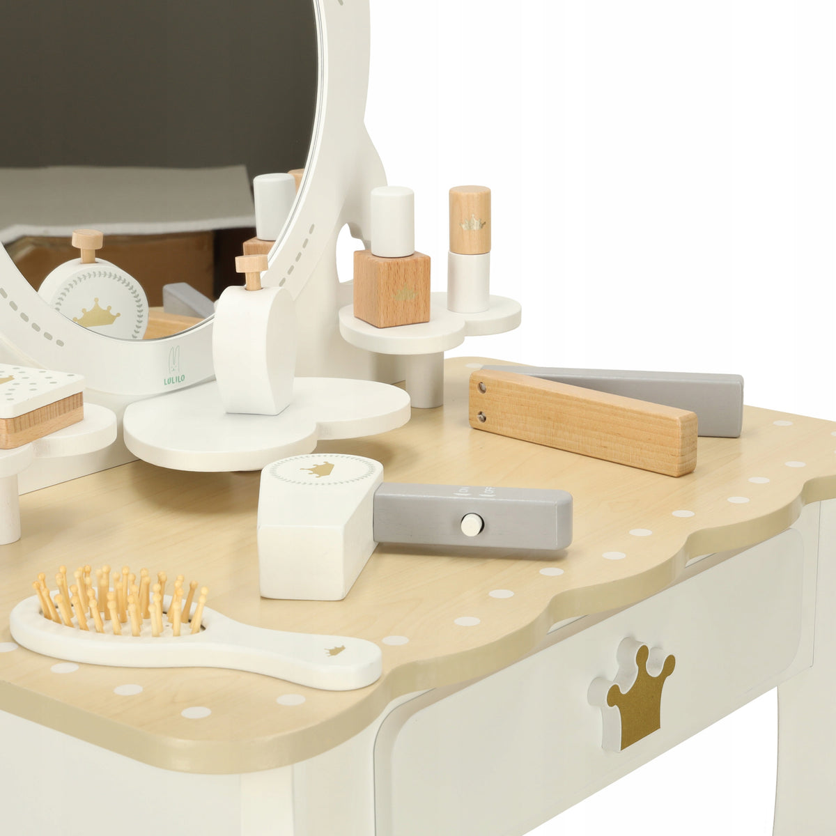 WOODEN DRESSING TABLE FOR GIRLS COSMETICS LARGE STOOL STRONG GIFT Brand Ikonka