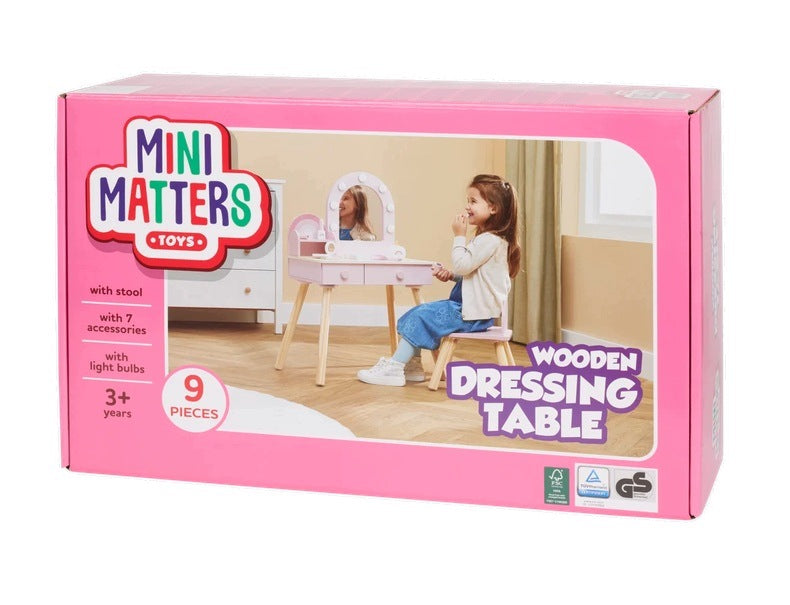 WOODEN DRESSING TABLE FOR GIRLS MINI MATTERS - PINK - WITH STOOL