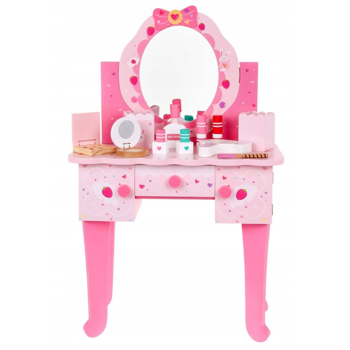 WOODEN DRESSING TABLE FOR GIRLS PINK BEAUTY SALON STOOL MIRROR EAN (GTIN) 5907385925957