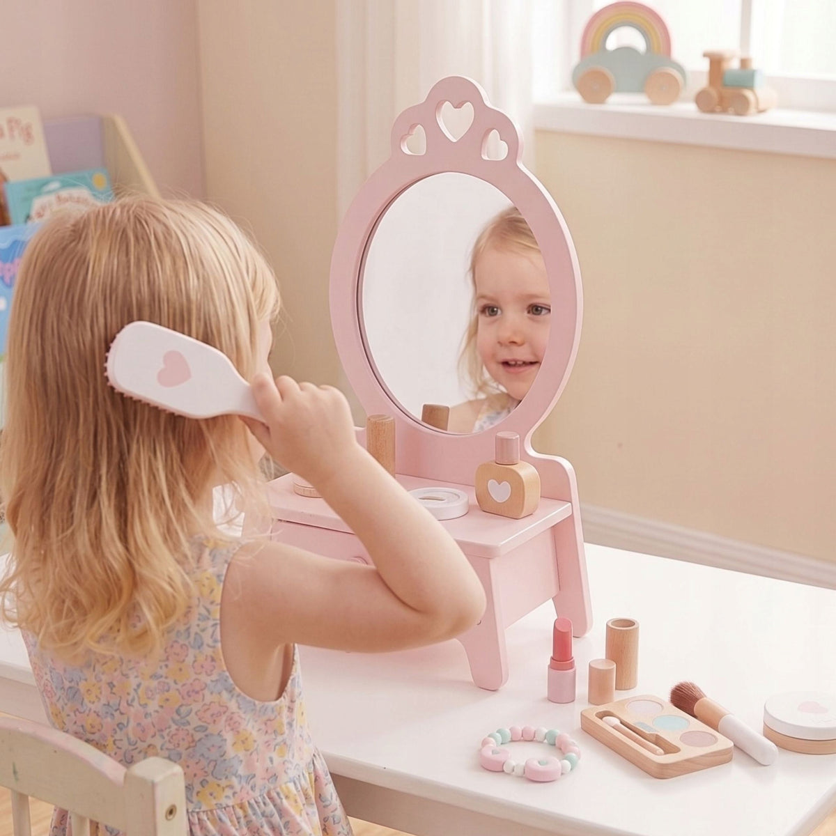 WOODEN DRESSING TABLE FOR GIRLS WITH MIRROR + STRAIGHTENER 11 AKC CLASSIC WORLD Manufacturer code CW50543