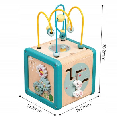 WOODEN EDUCATIONAL CUBE MANIPULATION BOARD ACTIVITY SORTER Packaging status original