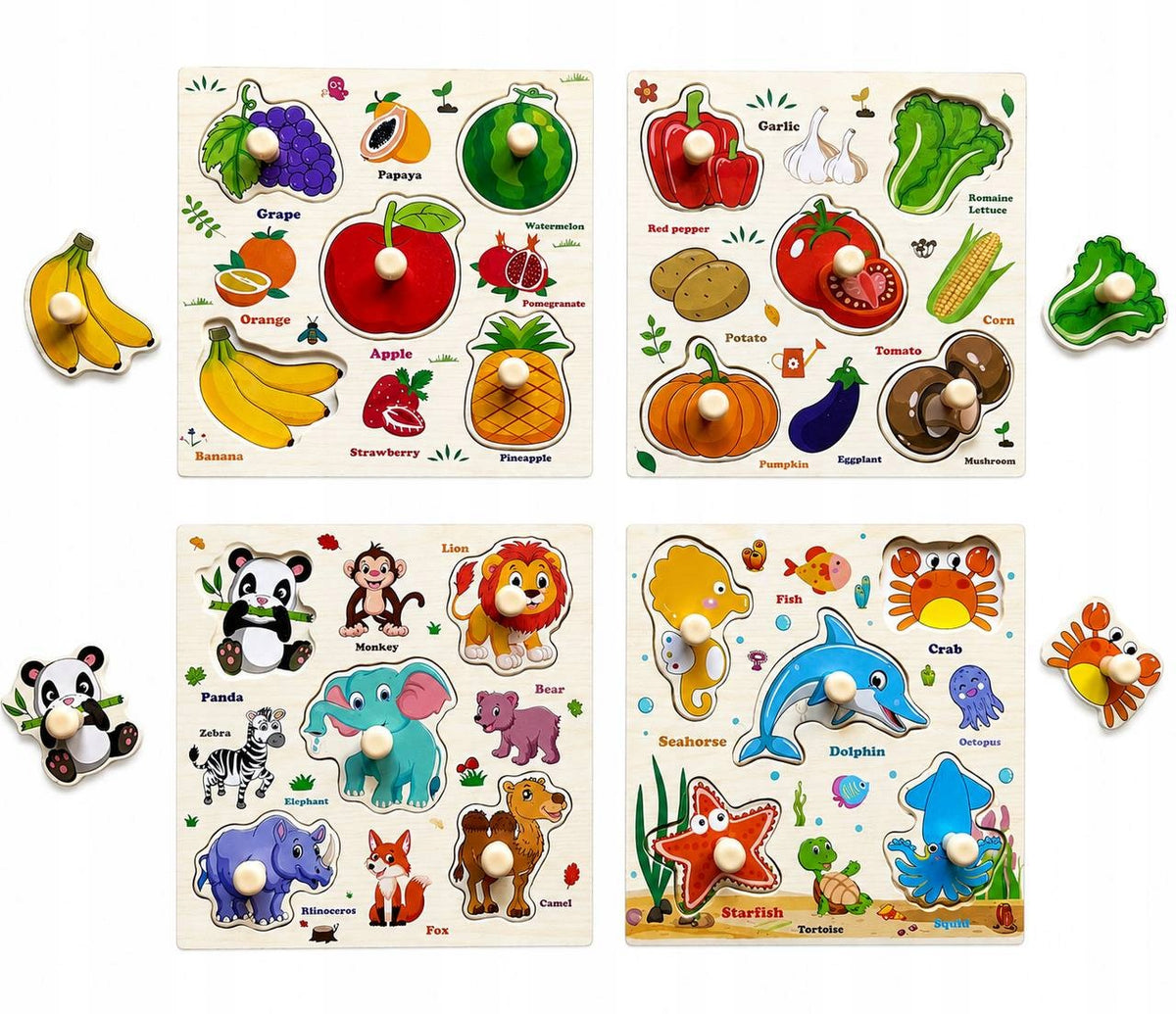 WOODEN EDUCATIONAL PUZZLE MONTESSORI 4IN1 PUZZLE TOY FOR KIDS