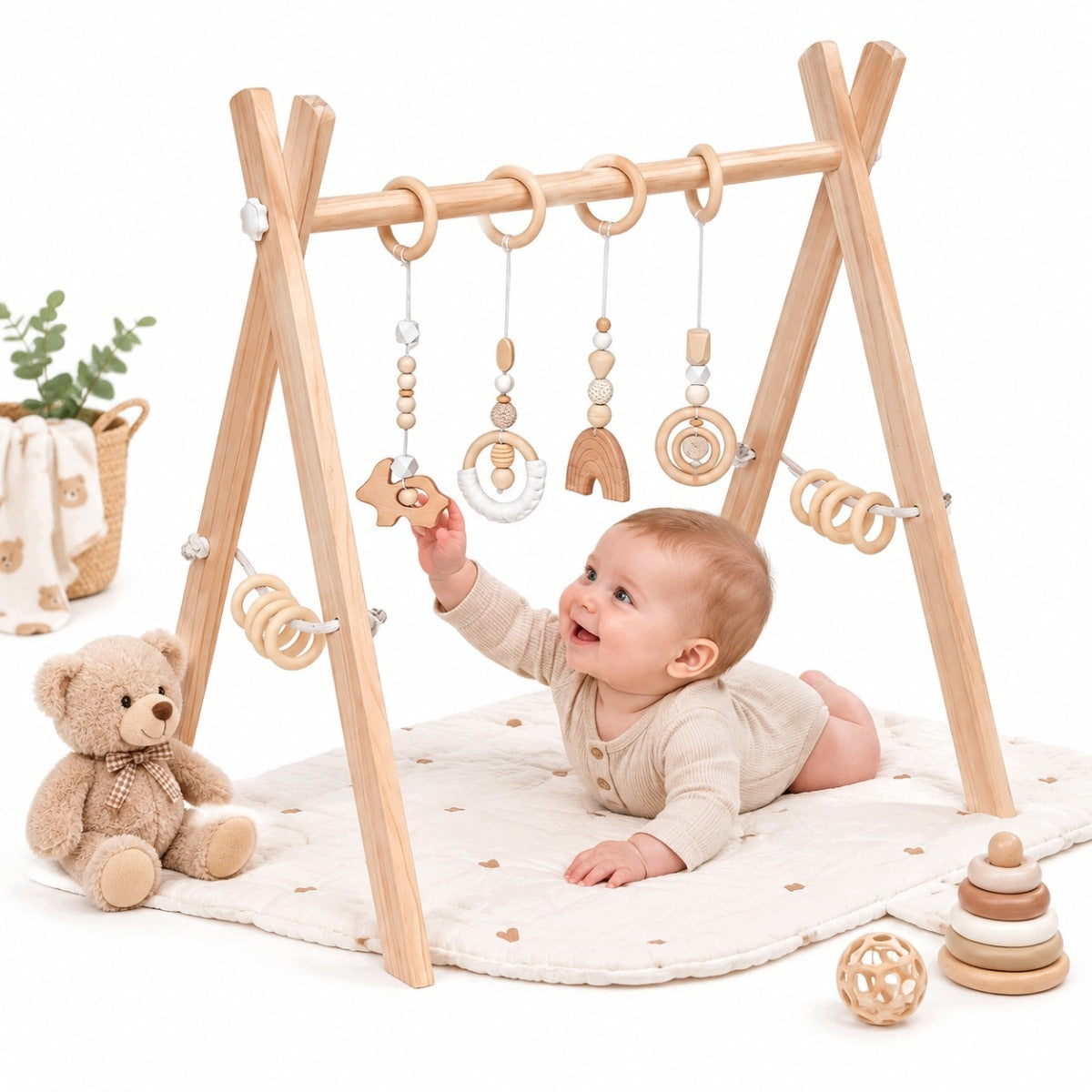 WOODEN EDUCATIONAL STAND BABY GYM DEVELOPMENT AND FUN BABIES 2026 NEW