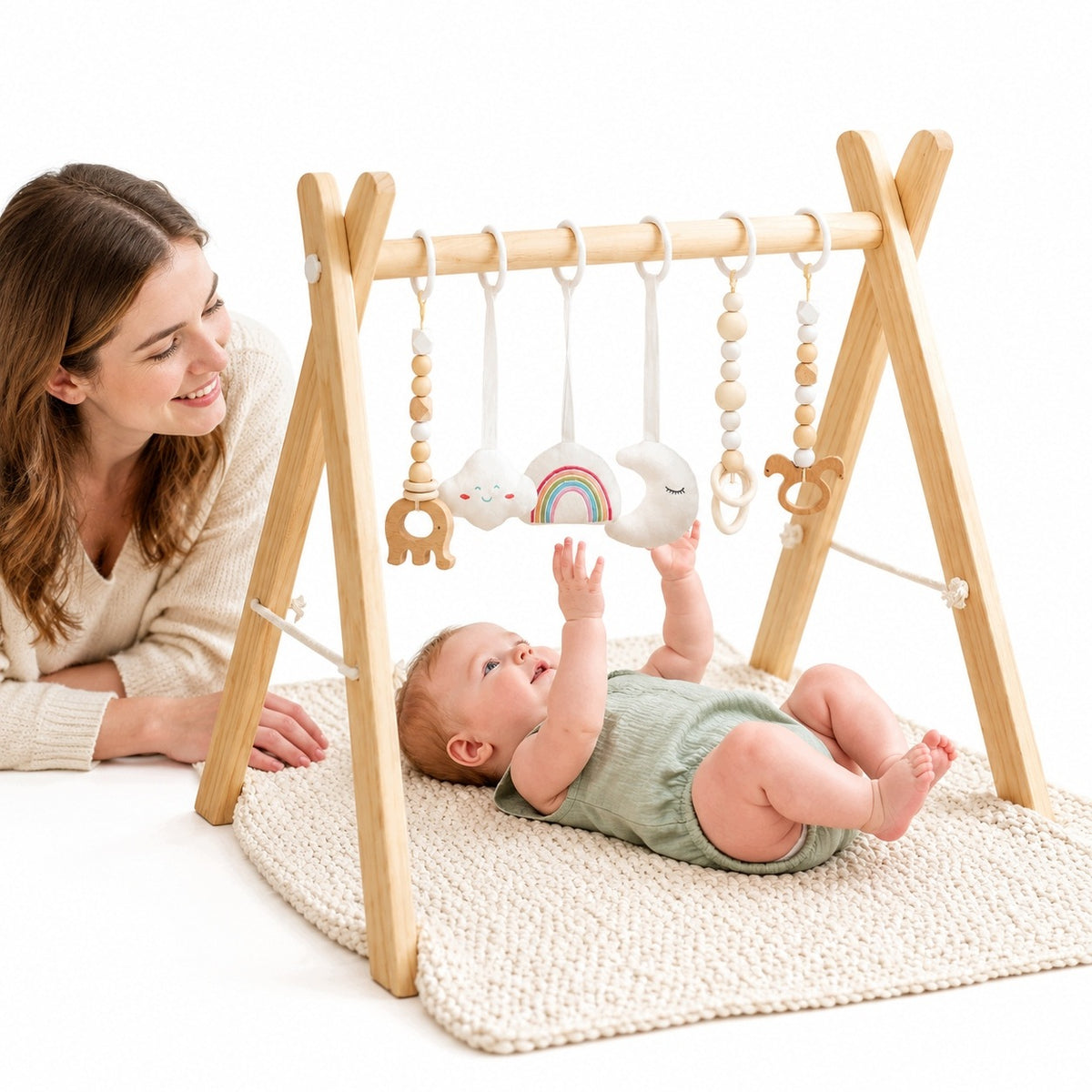 WOODEN EDUCATIONAL STAND BABY GYM DEVELOPMENT AND FUN OF BABIES