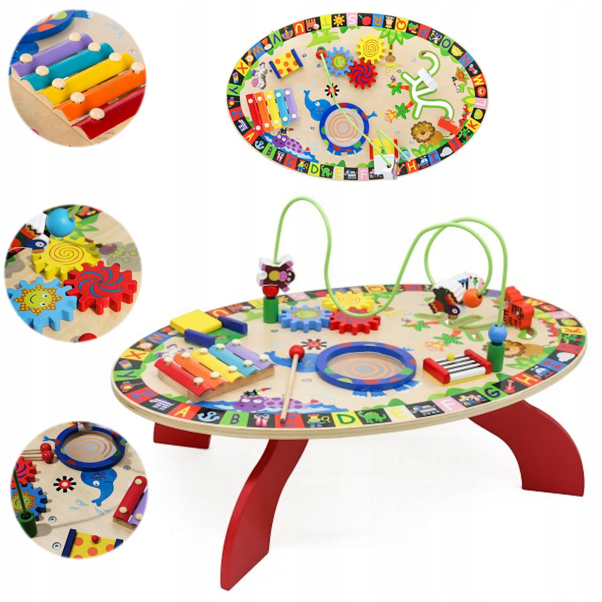 WOODEN EDUCATIONAL TABLE FOR CHILDREN MONTESSORI SENSORY 7in1 COIL Packaging status original
