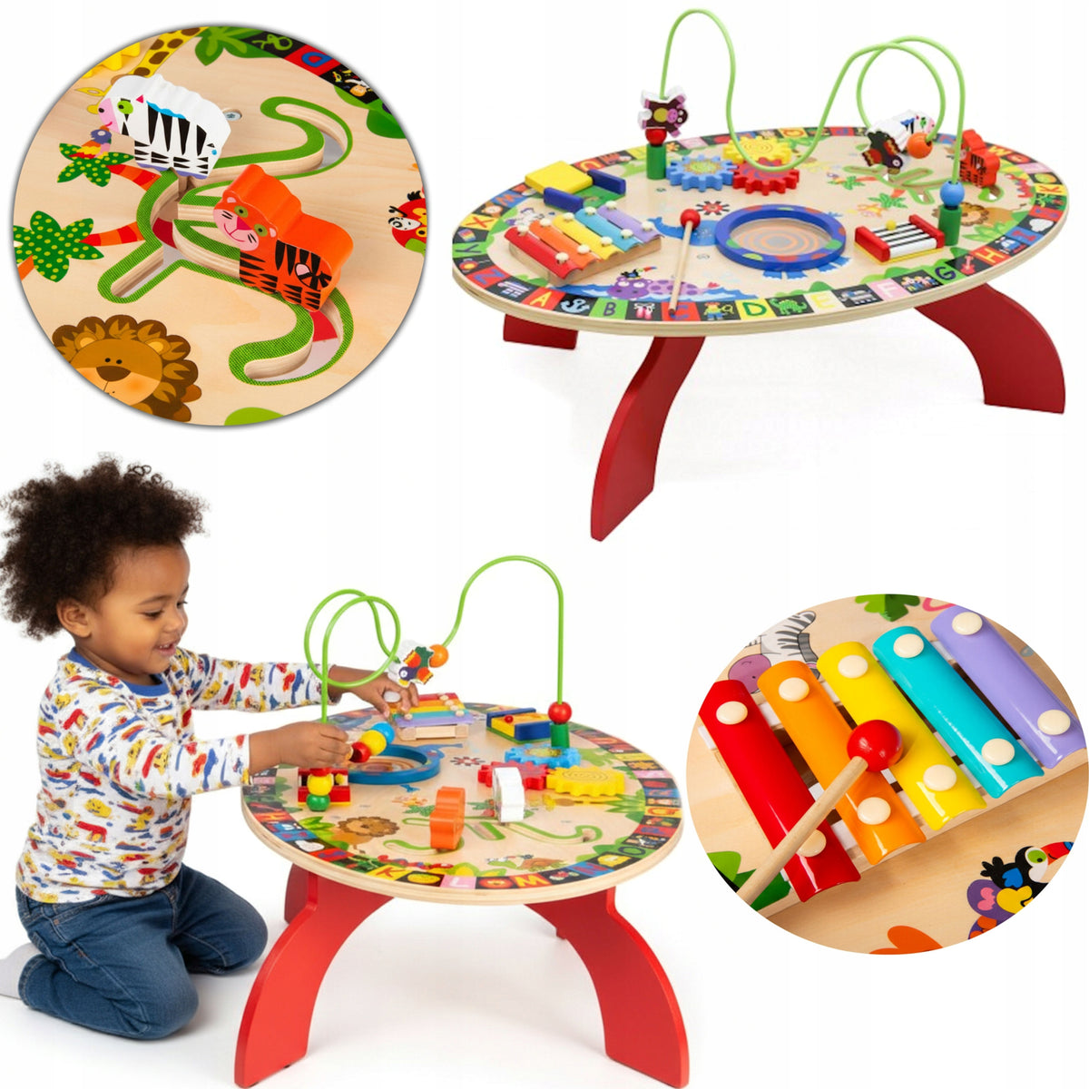 WOODEN EDUCATIONAL TABLE FOR CHILDREN MONTESSORI SENSORY 7in1 COIL