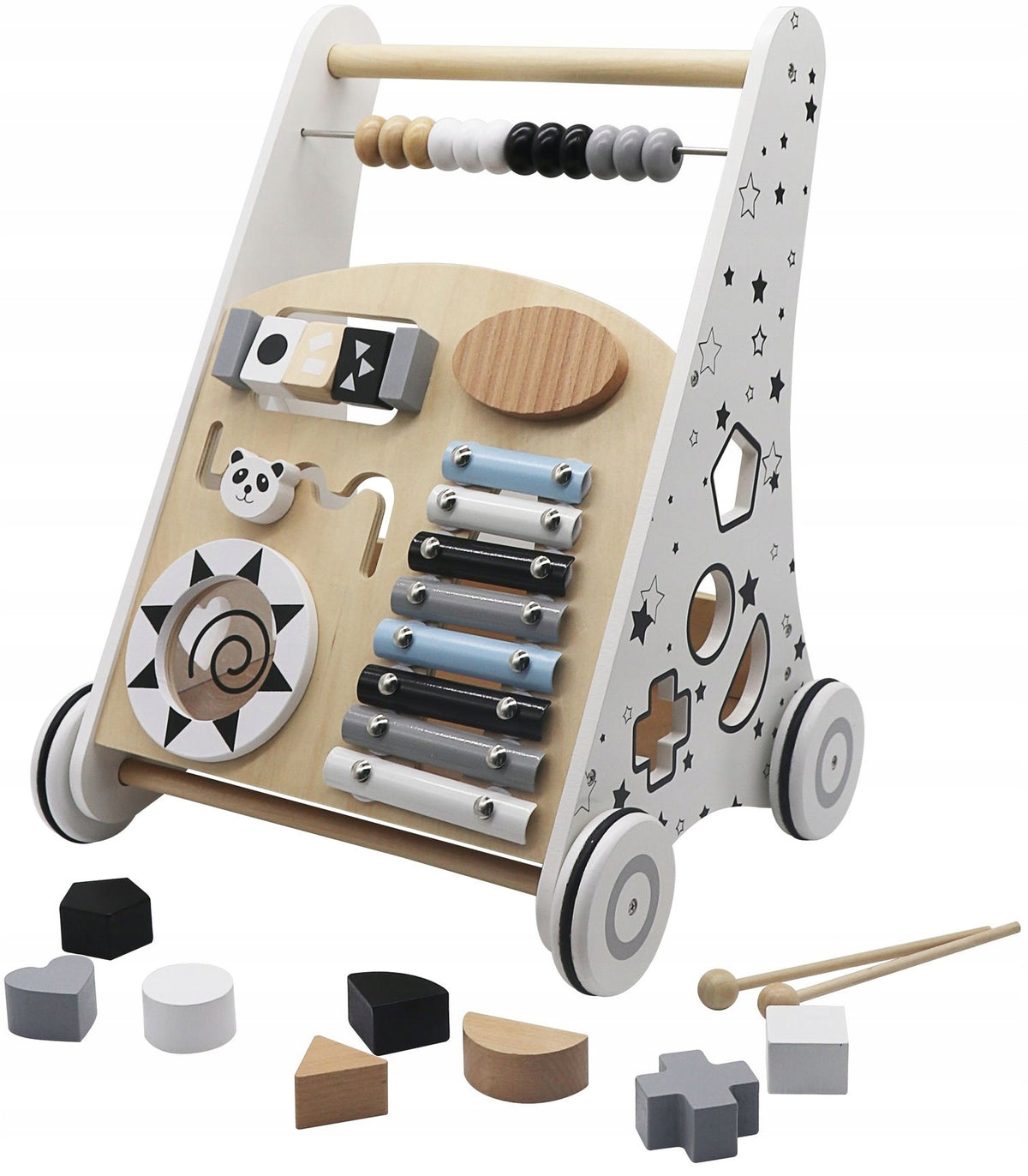 WOODEN EDUCATIONAL WALKER PUSHER RIDER SORTER FOR CHILDREN LEARNING