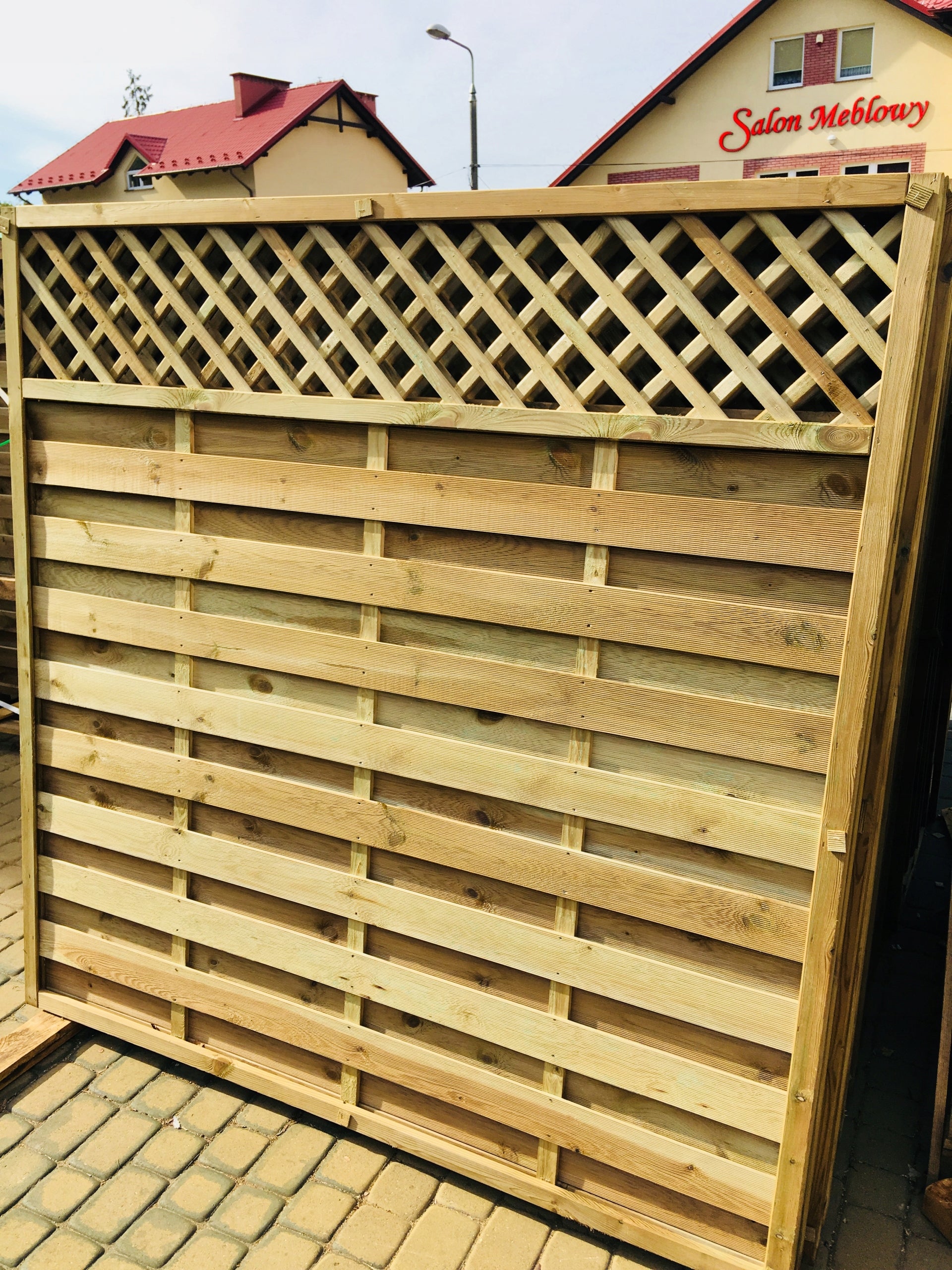 WOODEN FENCE MASSIVE IN THICK FRAME STRAIGHT FENCE WITH GRILLE 180x180x4.4 cm Brand no brand