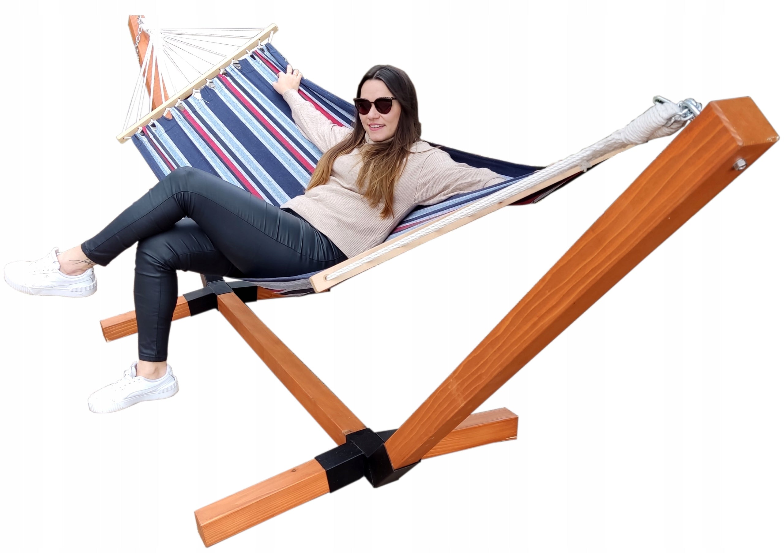 WOODEN FRAME + HAMMOCK 2 persons 300 KG GARDEN