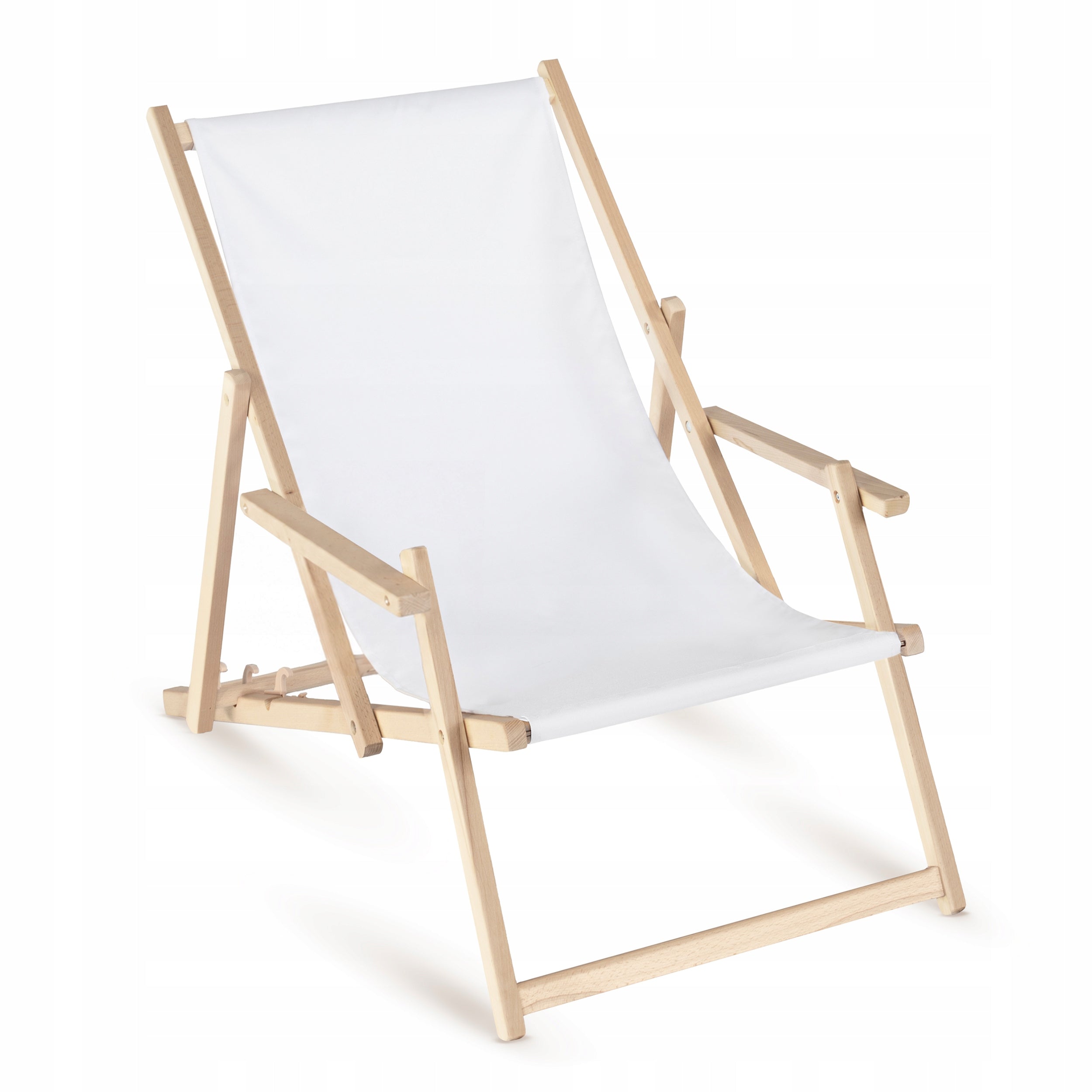 WOODEN GARDEN LOUNGER WITH ARMREST BEACH LOUNGER FOLDING ARMCHAIR ECO Brand Allbag