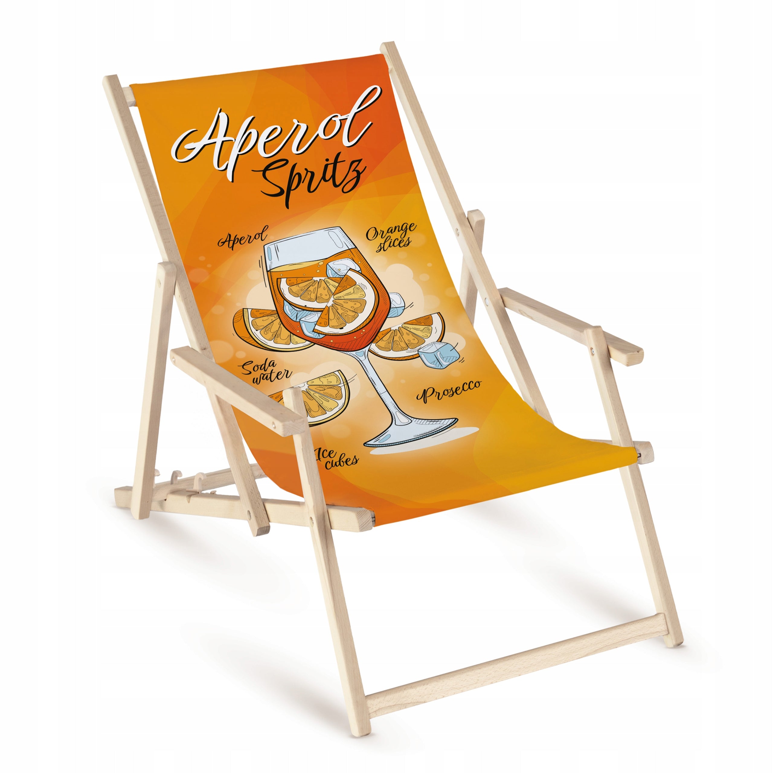WOODEN GARDEN LOUNGER WITH ARMREST BEACH LOUNGER FOLDING ARMCHAIR ECO