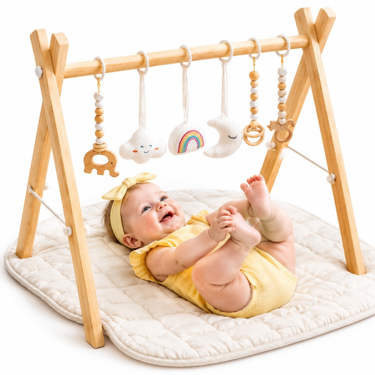 WOODEN HEADBAND SENSORY EDUCATIONAL BOW WITH BABY TOYS