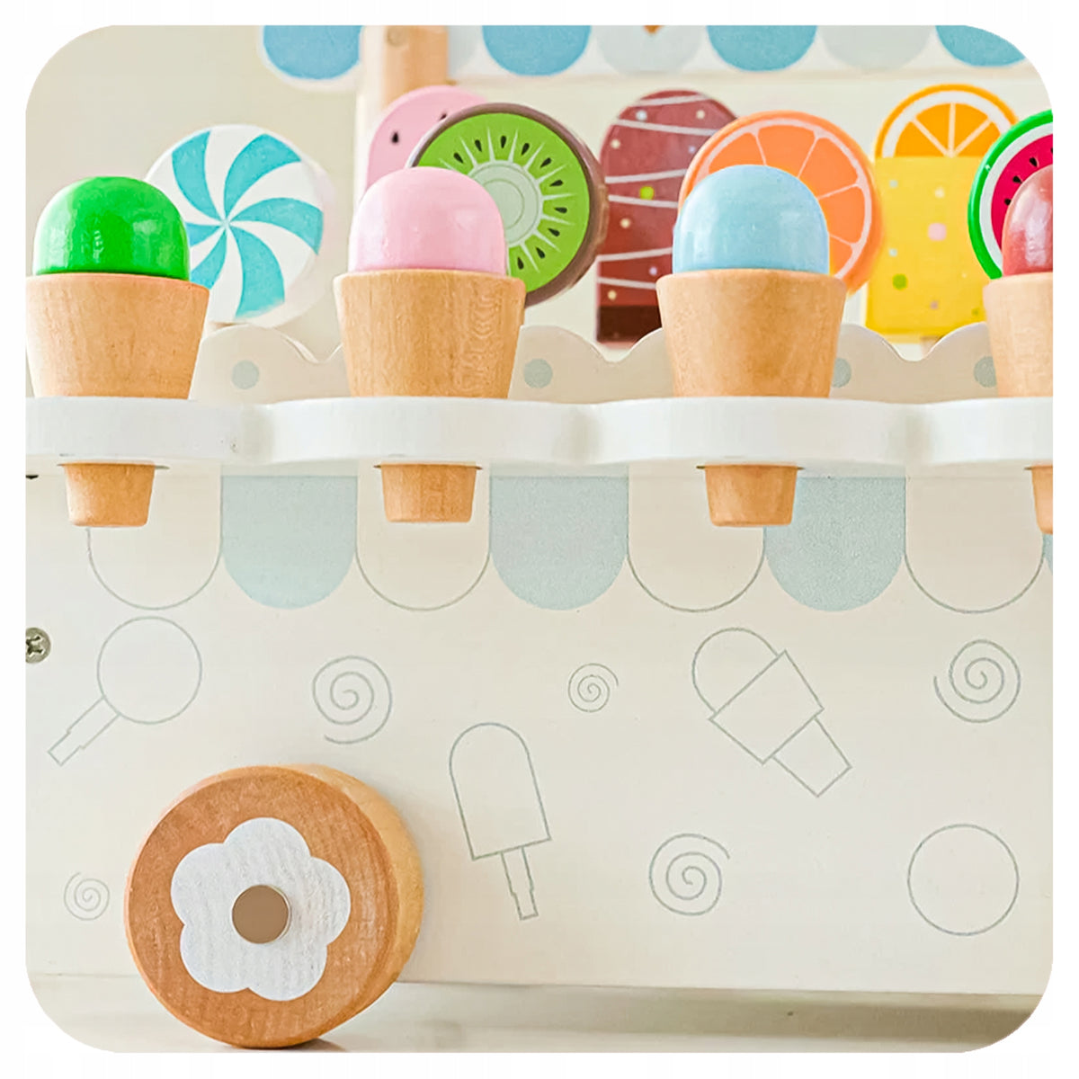 WOODEN ICE CREAM CART TOY ICE CREAM SET BOYFRIEND'S DAY Manufacturer code 007975