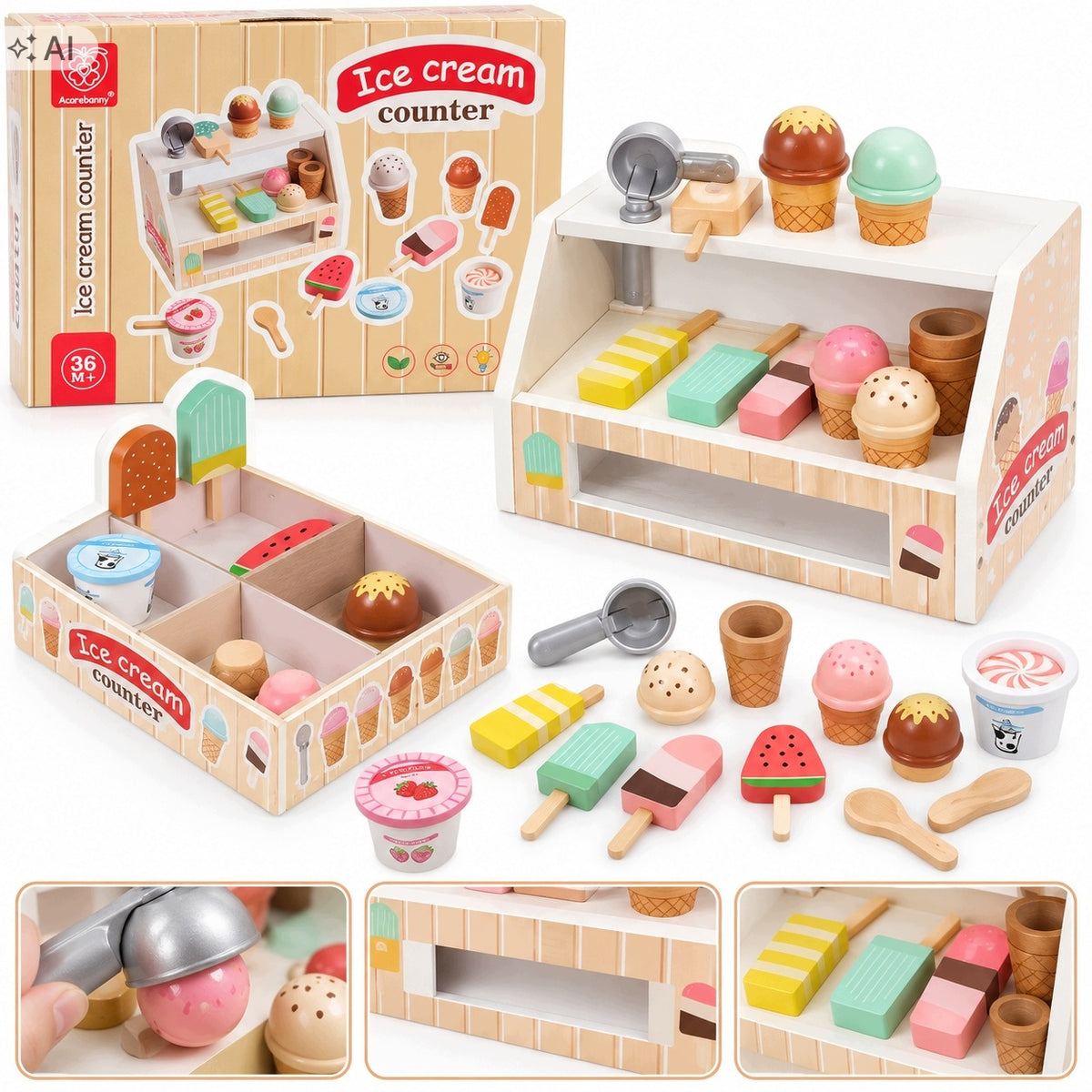 WOODEN ICE CREAM COUNTER – ICE CREAM COUNTER Brand no brand
