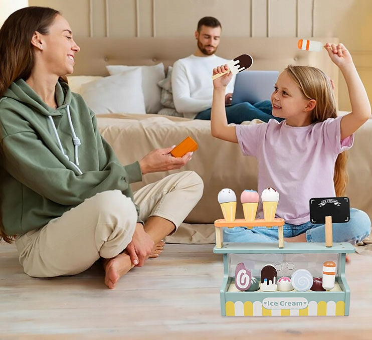 WOODEN ICE CREAM PARLOR FOR CHILDREN ICE CREAM SHOP SET ICE CREAM ON A STICK KNOBS EAN (GTIN) 5903772589986