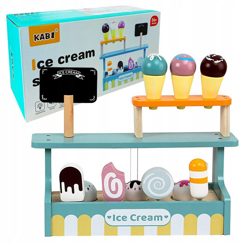 WOODEN ICE CREAM PARLOR FOR CHILDREN ICE CREAM SHOP SET ICE CREAM ON A STICK KNOBS
