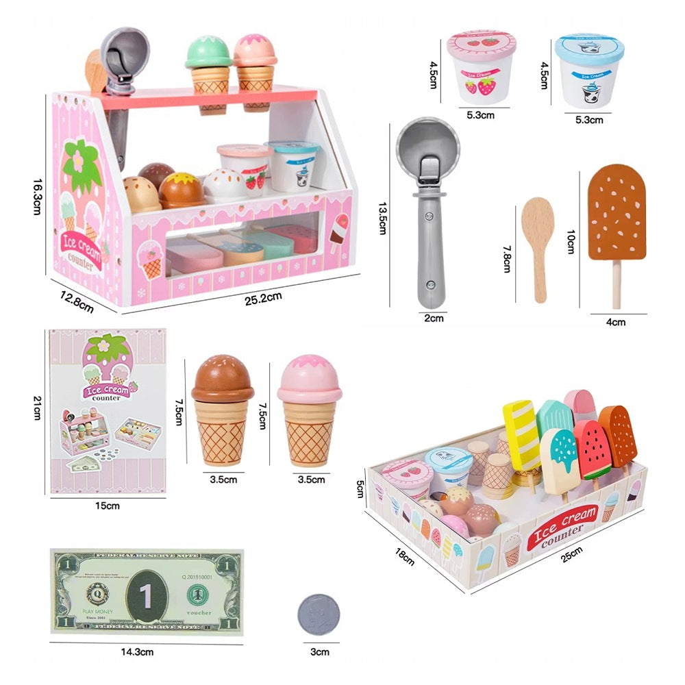 WOODEN ICE CREAM PARLOR TOY SHOP ICE CREAM SET GIFT SHOP Brand no brand