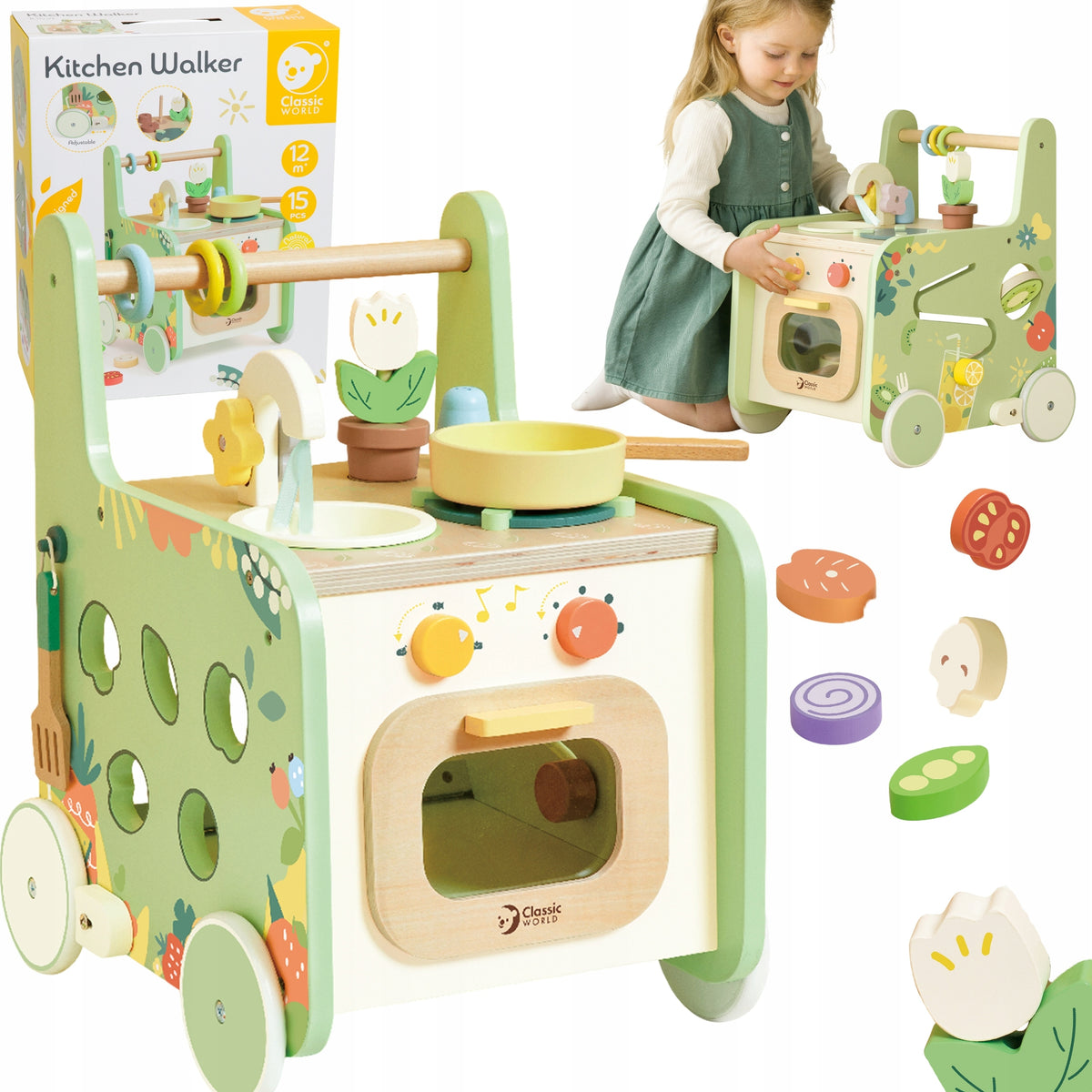 WOODEN KITCHEN 2IN1 PUSHER WITH OVEN OPENING SORTER CLASSIC WORLD