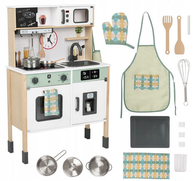 WOODEN KITCHEN FOR CHILDREN + ACCESSORIES LIGHT/SOUND EFFECTS