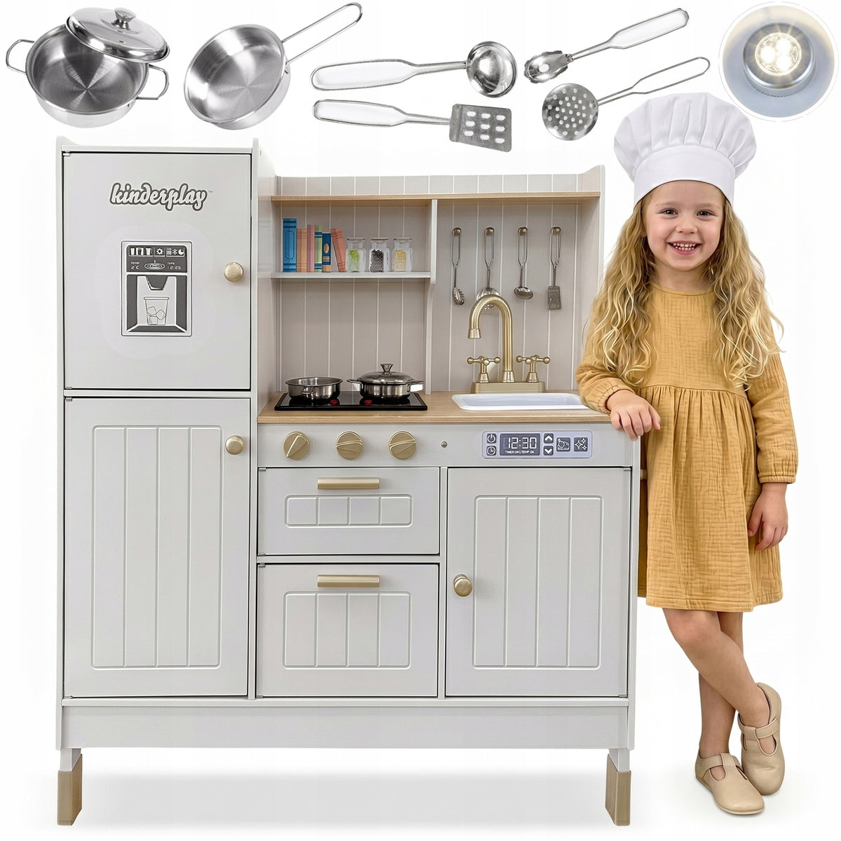 WOODEN KITCHEN FOR CHILDREN KINDERPLAY INTERACTIVE ACCESSORIES LIGHT