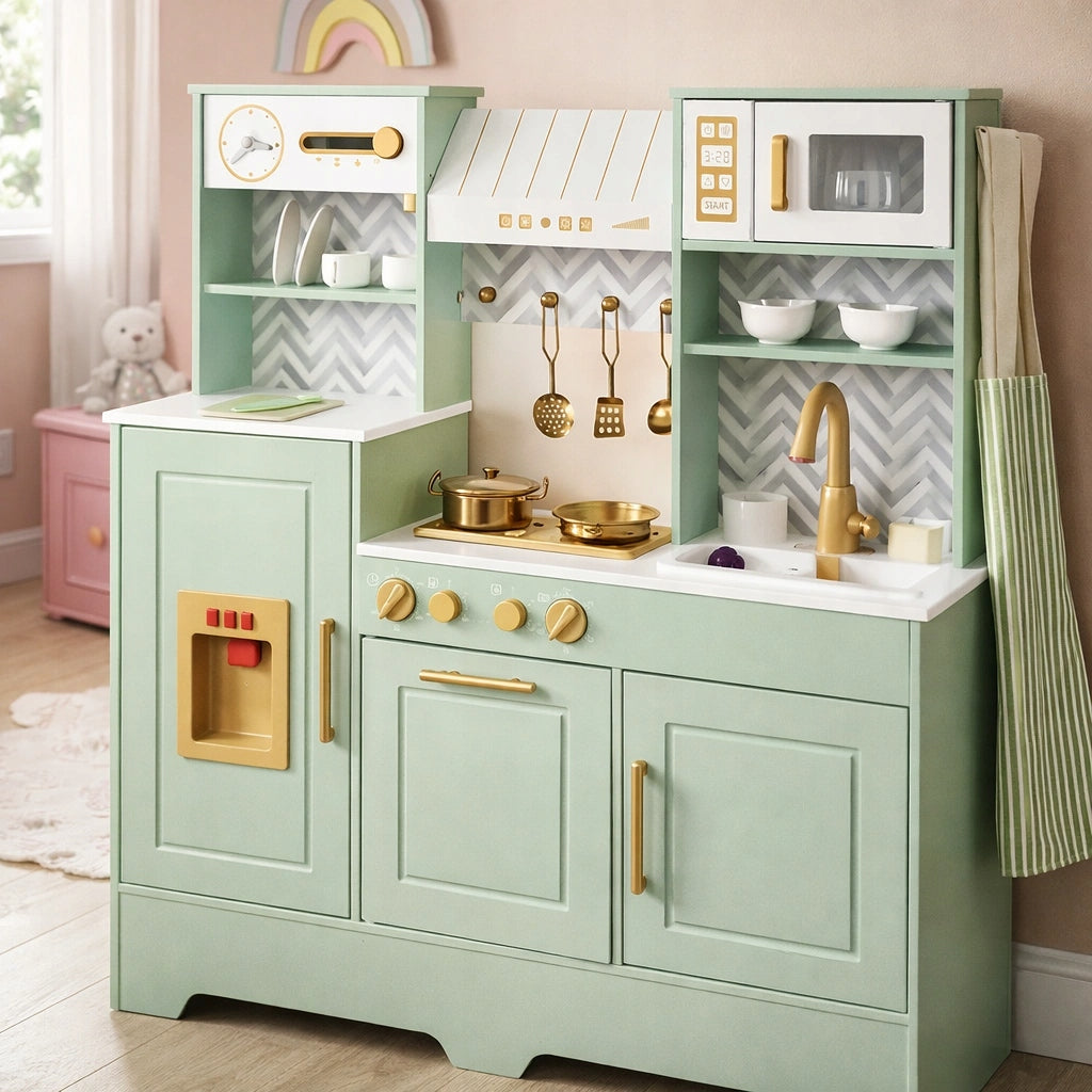 WOODEN KITCHEN FOR CHILDREN LARGE INTERACTIVE SOUND SINK ACCESSORIES COUPLE Packaging status original