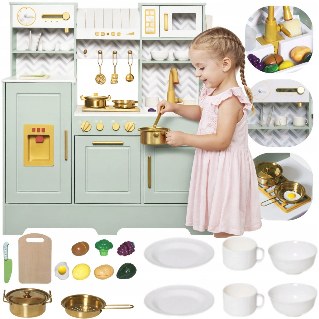 WOODEN KITCHEN FOR CHILDREN LARGE INTERACTIVE SOUND SINK ACCESSORIES COUPLE