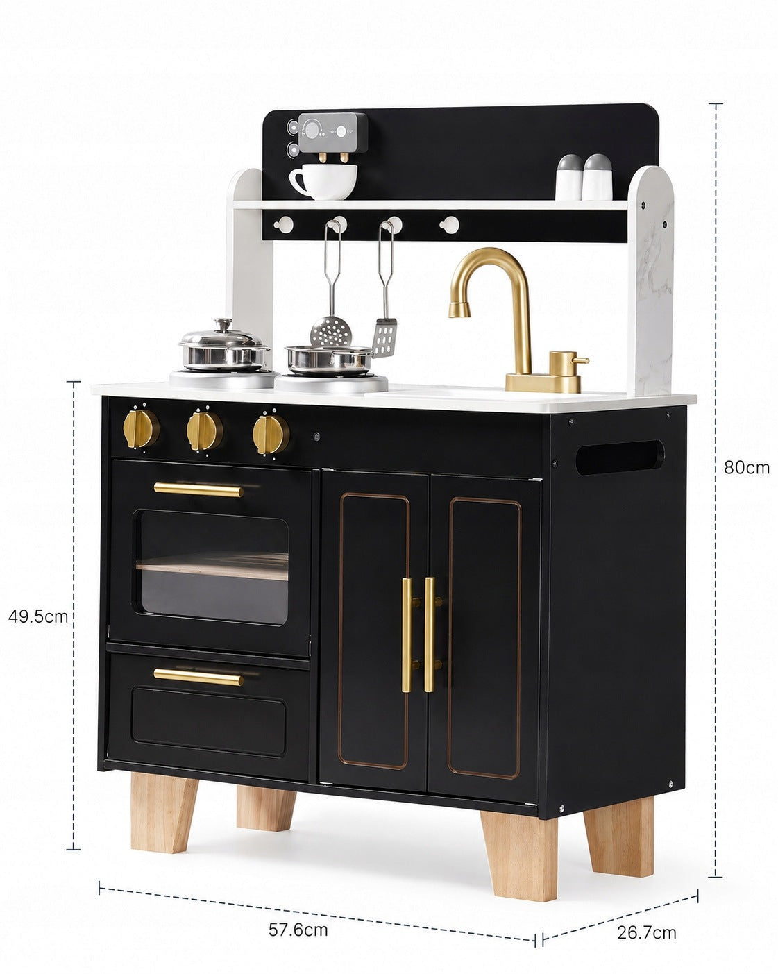 WOODEN KITCHEN FOR CHILDREN ROBOTIME BLACK MODERNA EDUCATIONAL GIFT Brand Robotime