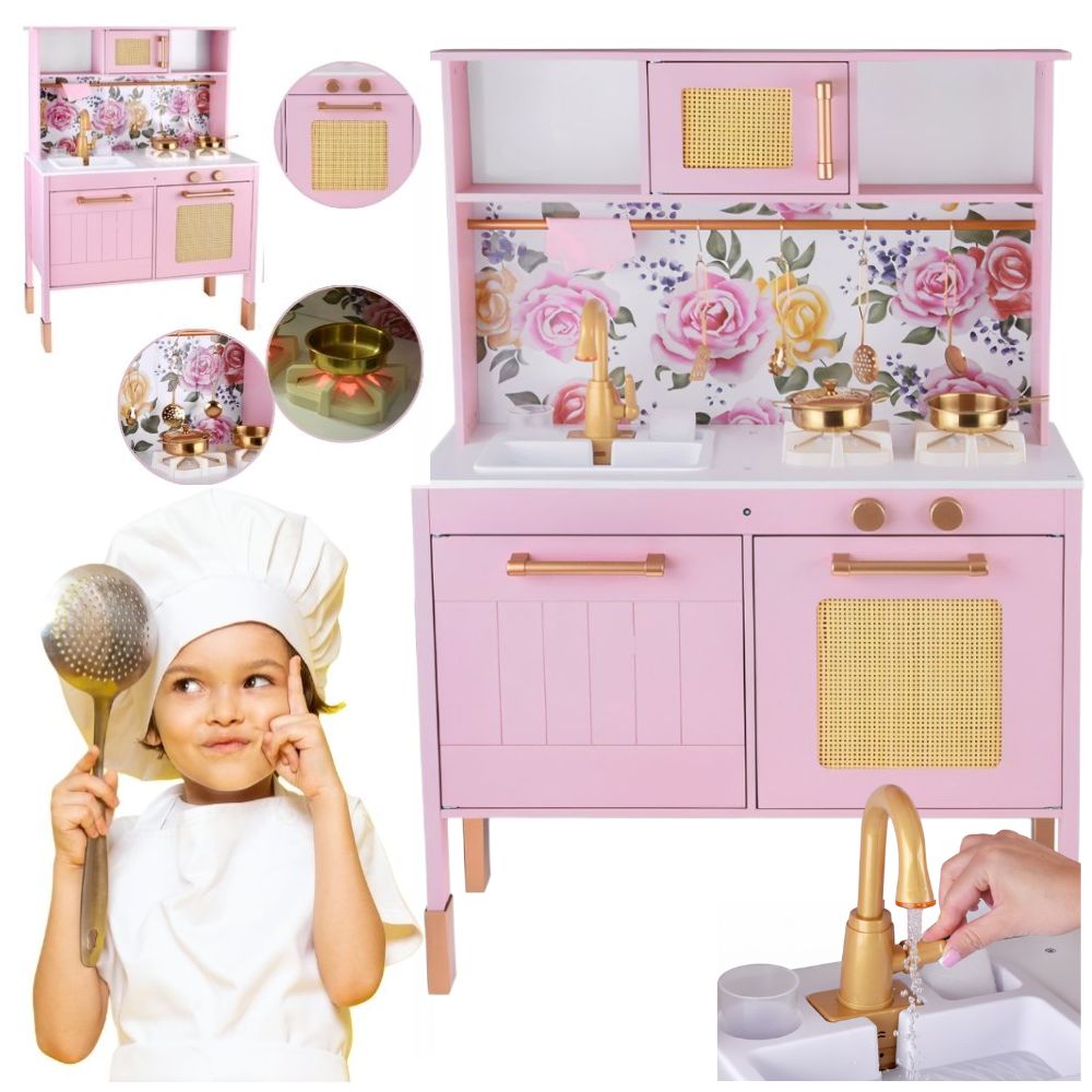 WOODEN KITCHEN FOR GIRLS CHILDREN ACCESSORIES PLAY SET GIFT