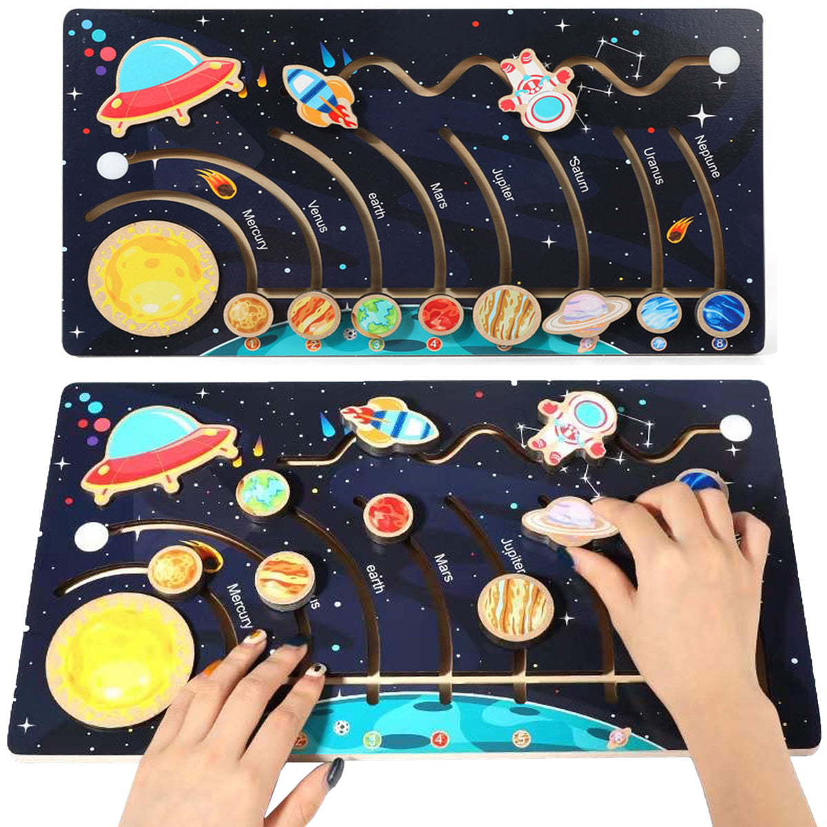 WOODEN LABYRINTH SOLAR SYSTEM MONTESSORI PLANET