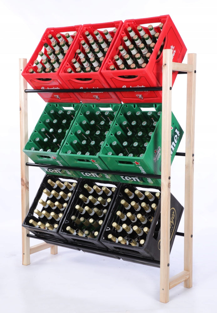 WOODEN-METAL Drink Box RACK Beer BOOKCASE LARGE 3 SHELVES Manufacturer no brand