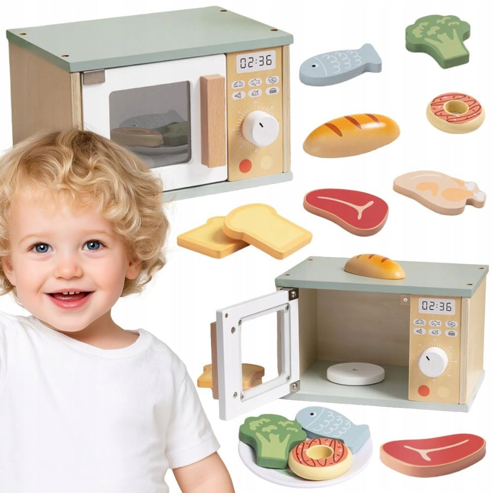 WOODEN MICROWAVE AGD CHEF SET FOR CHILDREN TOOKY TOY