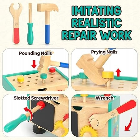WOODEN MONTESSORI TOOL SET FOR CHILDREN 2 YEARS EDUCATIONAL GIFT Kid's age 2+ years