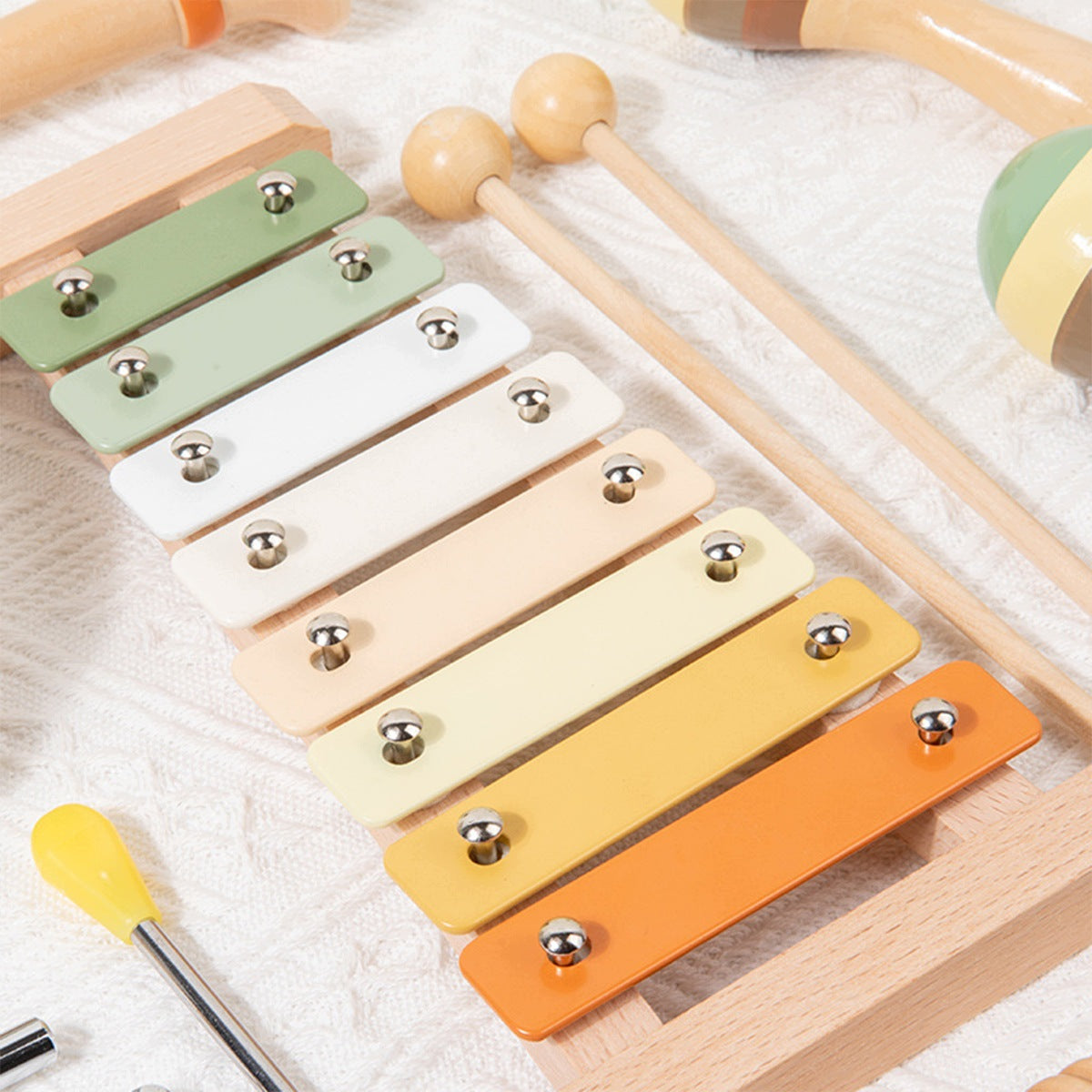 WOODEN MUSICAL TOY FOR KIDS SET WITH DRUMS+XYLOPHONE Material wood