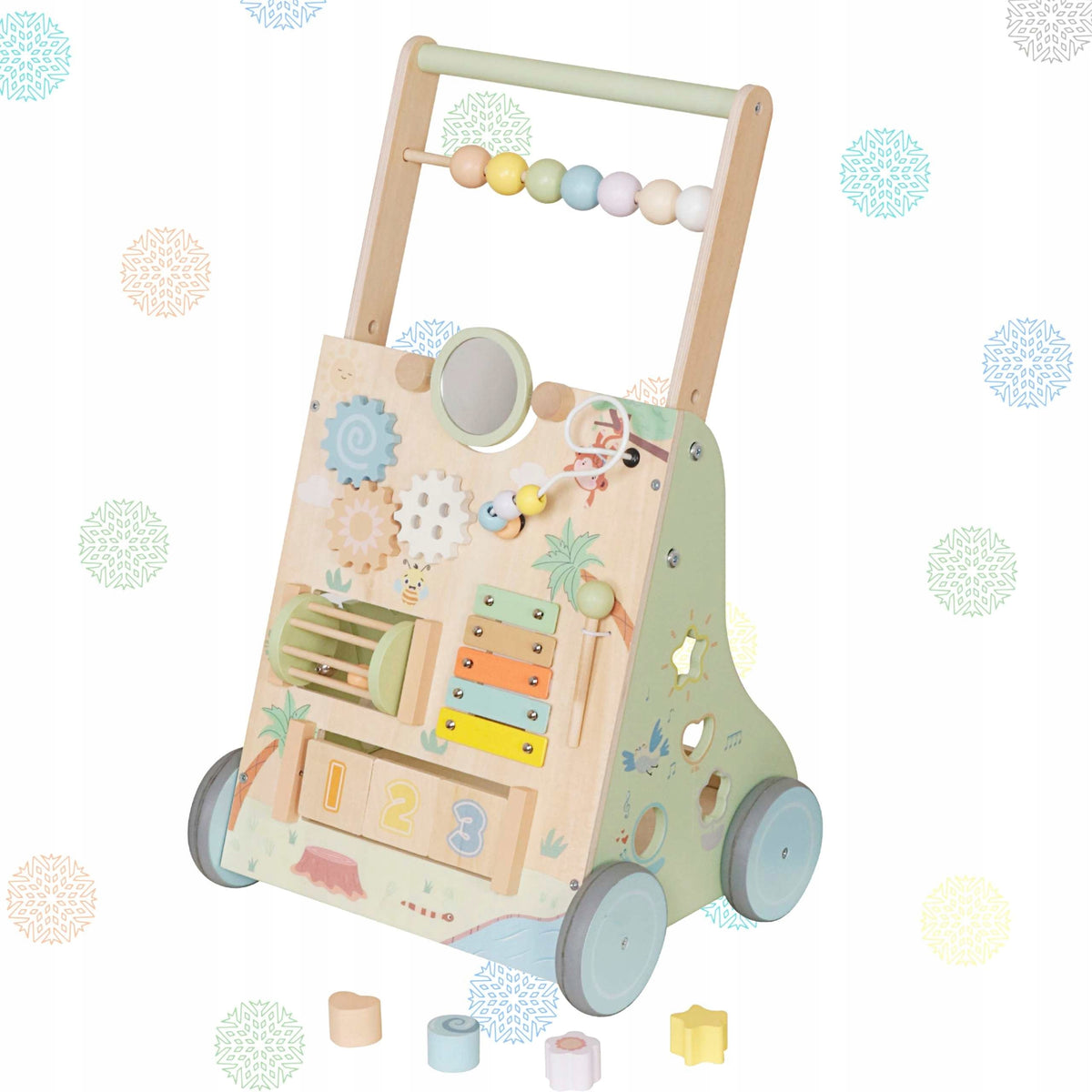 WOODEN PUSHER 6IN1 WALKER FOR CHILDREN MANIPULATION BOARD XXXL 12m+ Manufacturer code LD7432