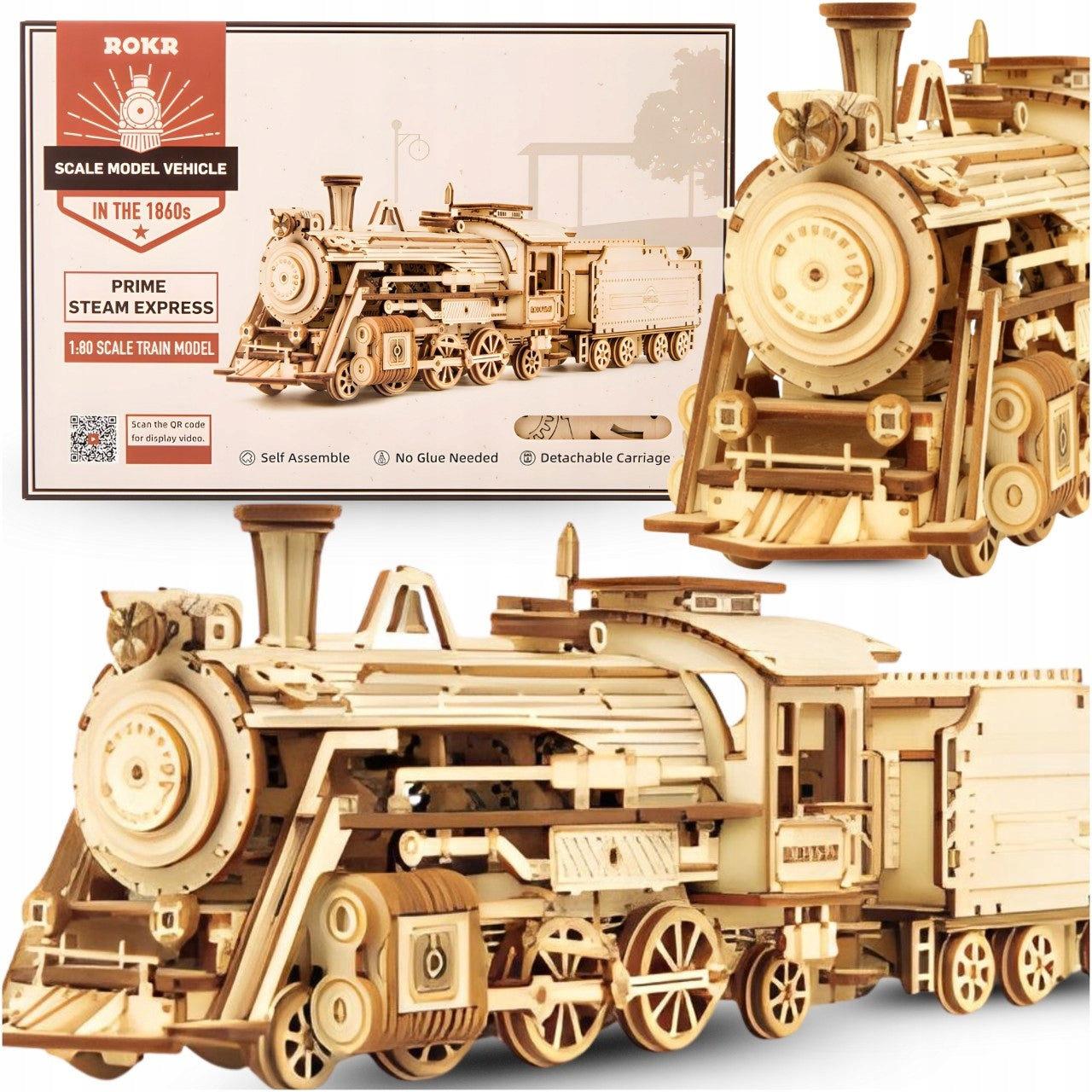 WOODEN PUZZLE 3D LOCOMOTIVE MODEL PUZZLE FOR GIFT FOLDING