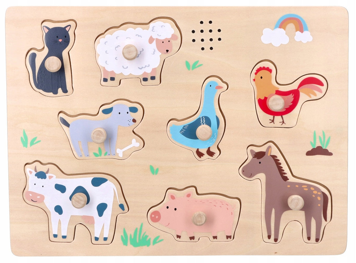 WOODEN PUZZLE FARM MUSIC SOUND PUZZLE FOR ONE YEAR OLD CHILD Color multicolor