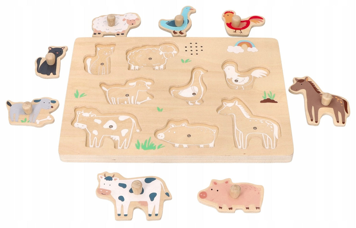 WOODEN PUZZLE FARM MUSIC SOUND PUZZLE FOR ONE YEAR OLD CHILD