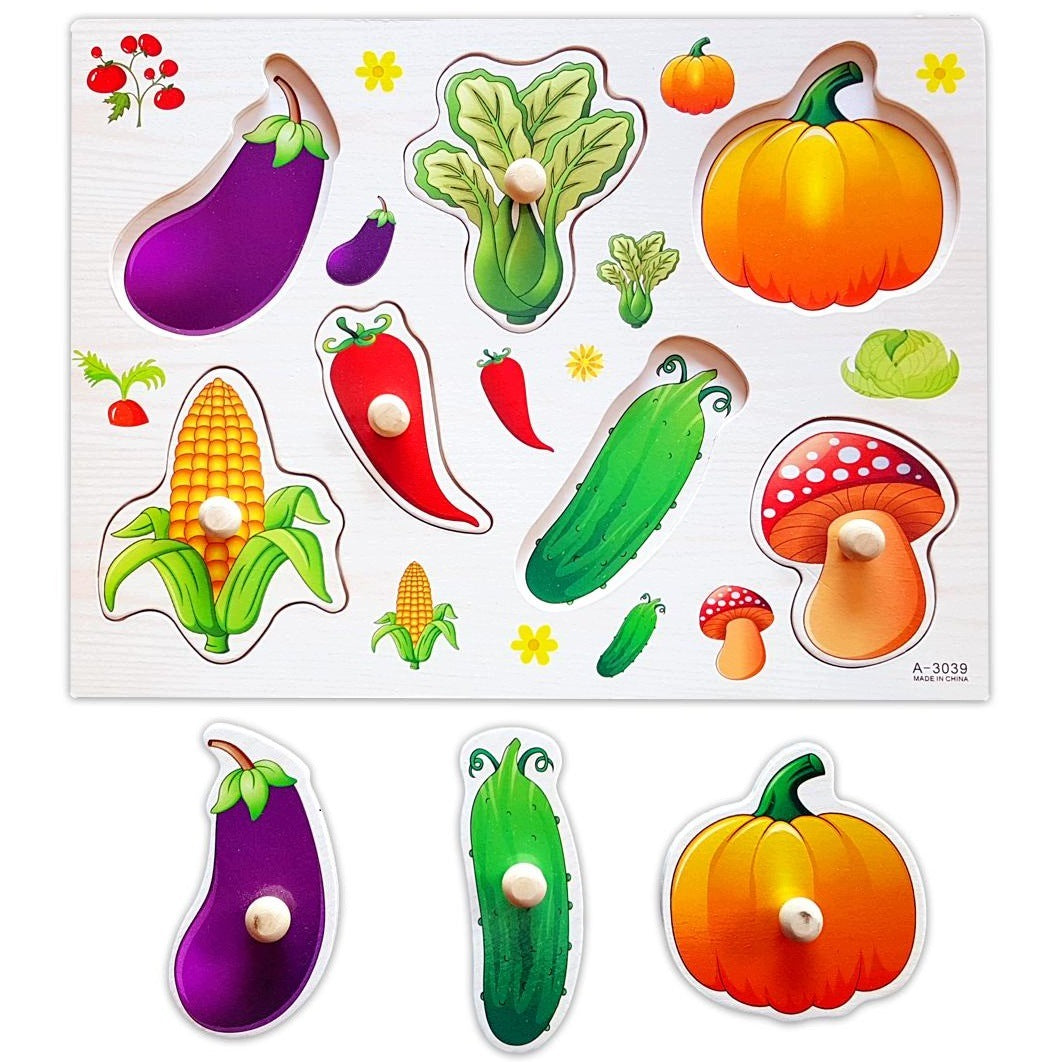 WOODEN PUZZLE VEGETABLES MONTESSORI EDUCATIONAL PUZZLE