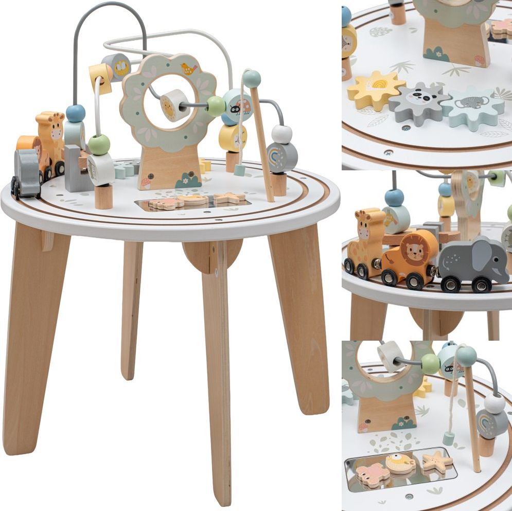WOODEN ROUND EDUCATIONAL TABLE WITH QUEUE MONTESSORI BABY MIX