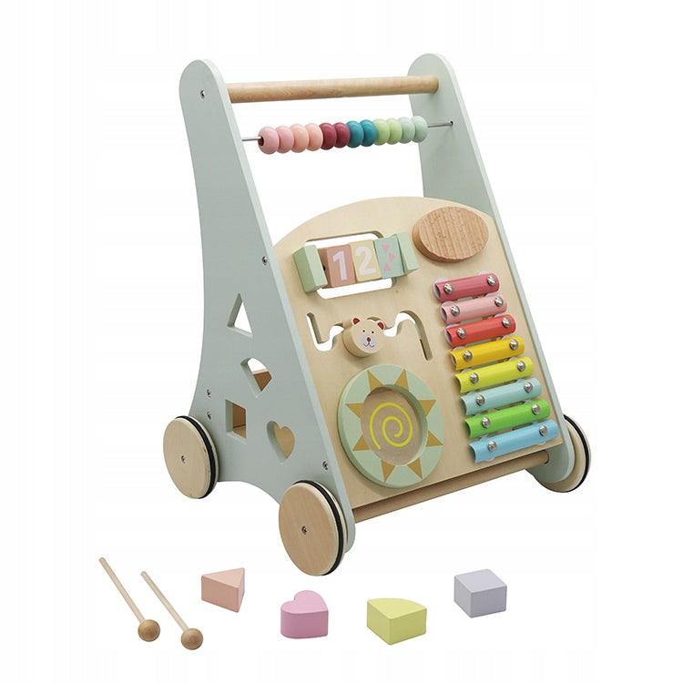 WOODEN SENSORY PUSHER 6IN1 BABY WALKER MANIPULATION BOARD Manufacturer code JEŹDZIK PCHACZ EZ24h