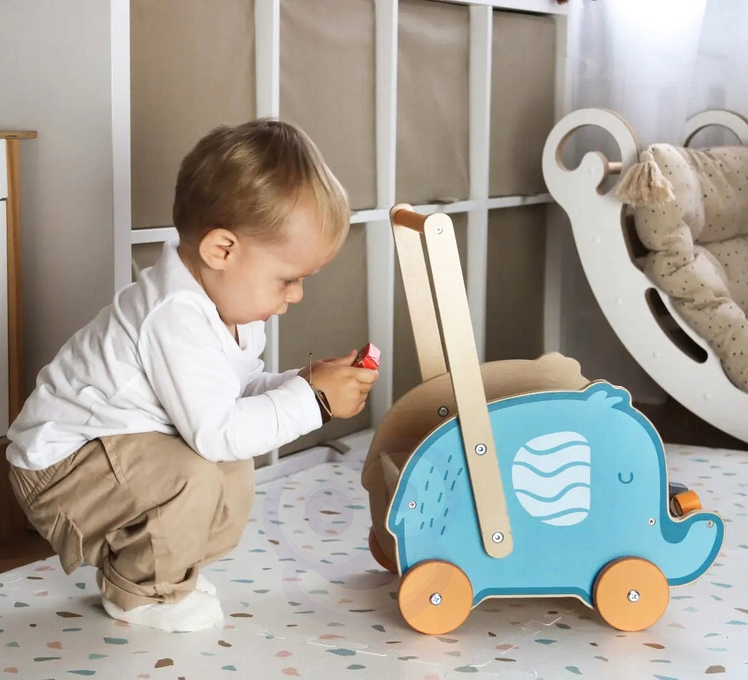 WOODEN STROLLER PUSHER 2IN1 WALKER FOR CHILDREN LEARNING ELEPHANT VIGA POLARB Manufacturer code 44031