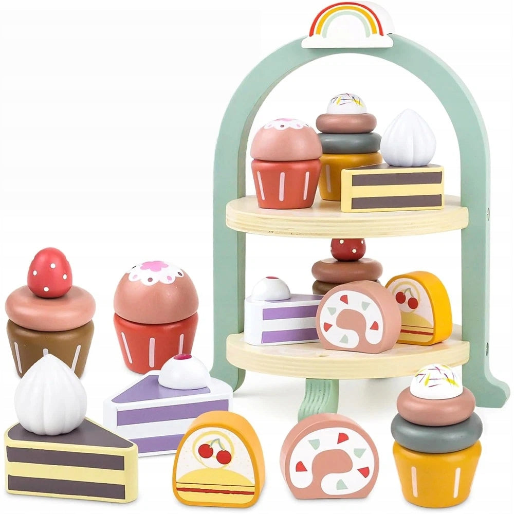 WOODEN SWEET CUPCAKES ON THE PATER ACCESSORIES FOR THE KITCHEN TOYS Product weight with unit packaging 0.821 kg
