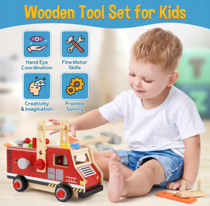 WOODEN TOOL CASE MONTESSORI 47 EL. WORKSHOP SET FOR CHILDREN EAN (GTIN) 842044103183