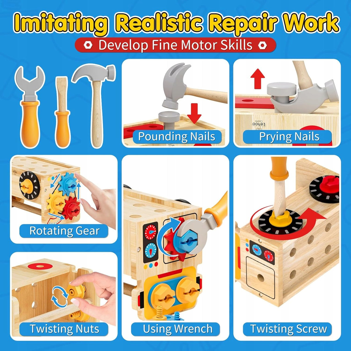 WOODEN TOOL SET 29EL WORKSHOP MONTESSORI FOR CHILDREN Manufacturer code DREWNIANY ZESTAW NARZĘDZI 29EL WARSZTAT