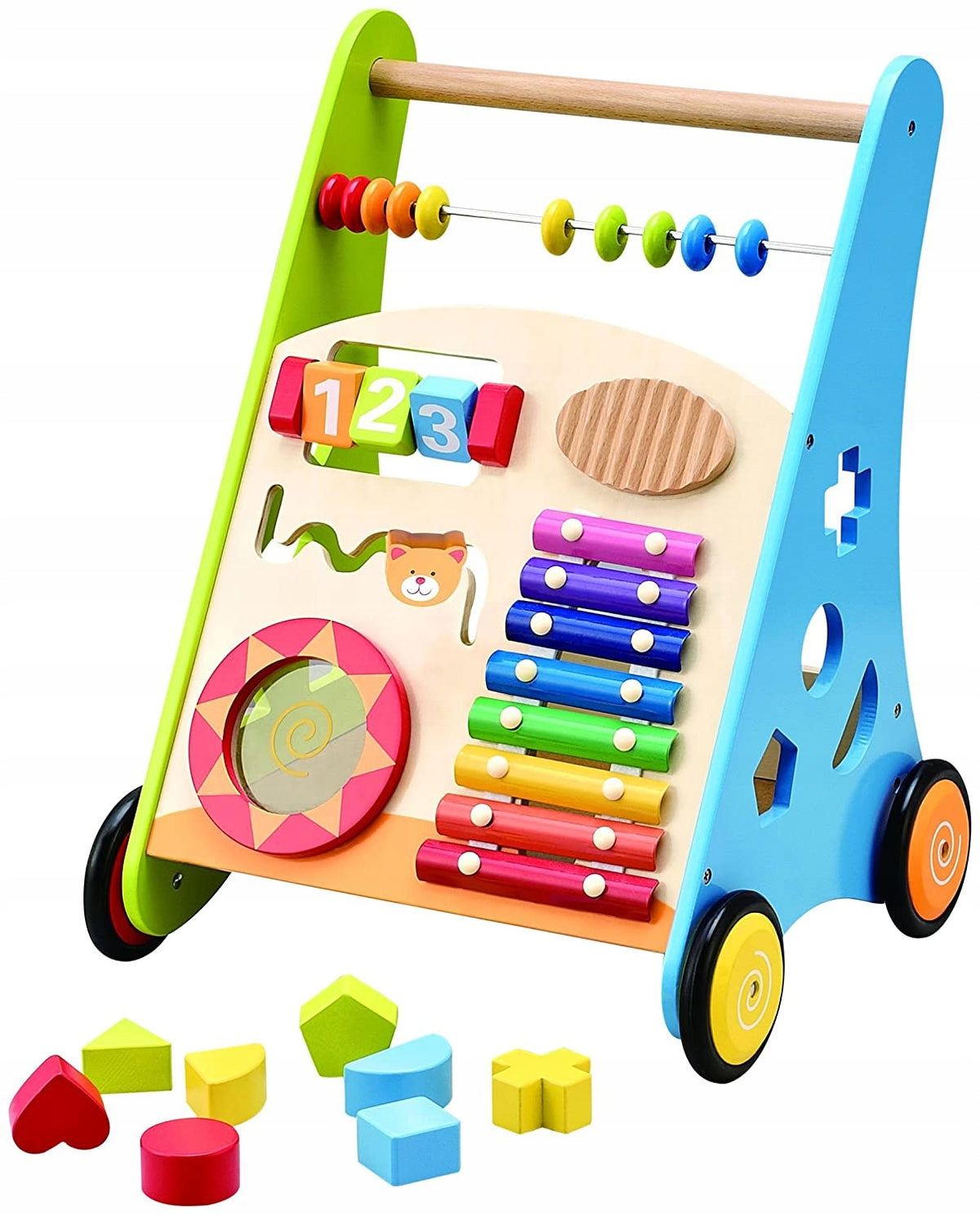WOODEN TOYS FOR CHILDREN 2 YEAR OLD WALKER PUSHER CYMBALS ABACUS