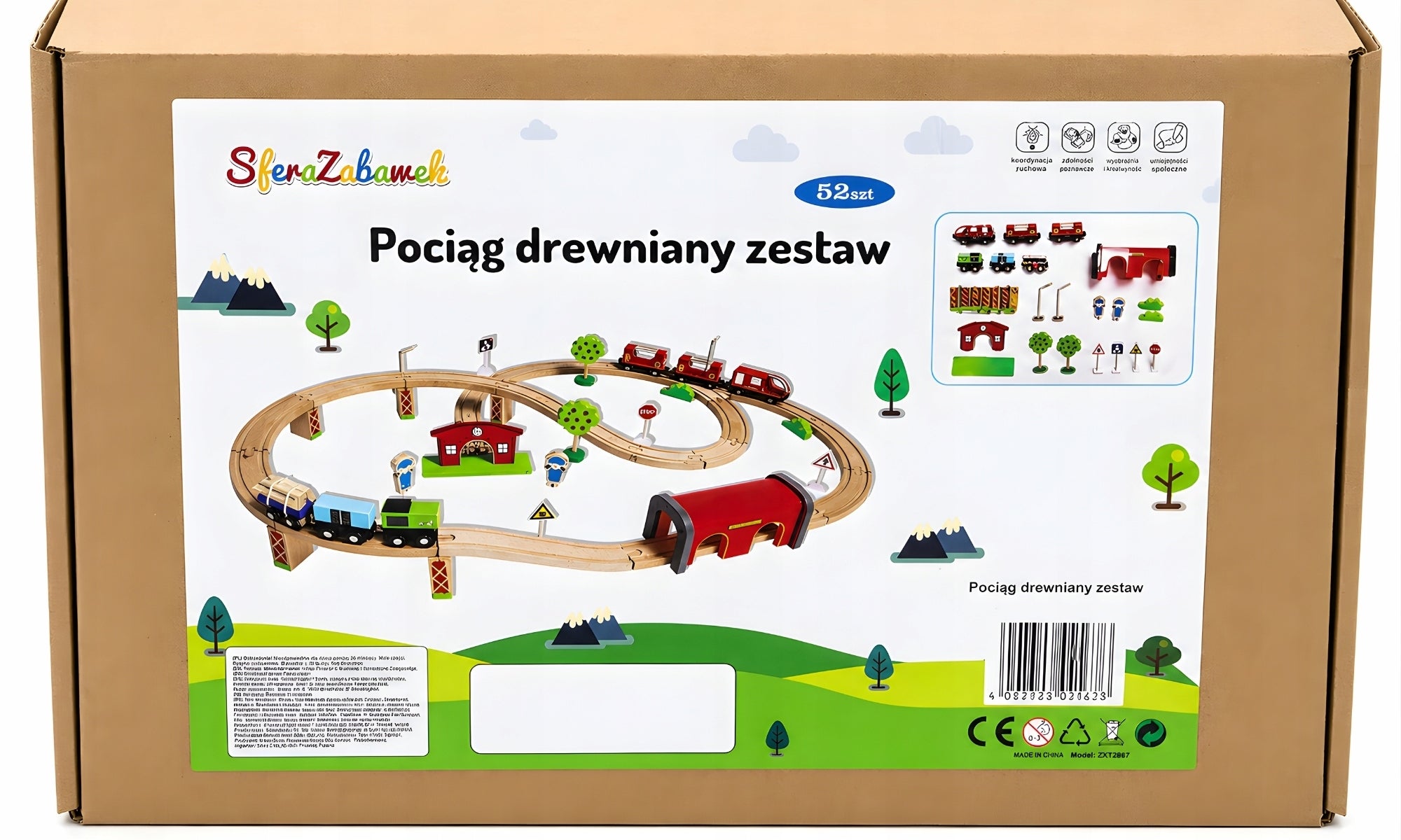 WOODEN TRAIN RAILWAY Battery Operated Track Set WITH TRAIN + Tracks and Bridge Kid's age 3+ years